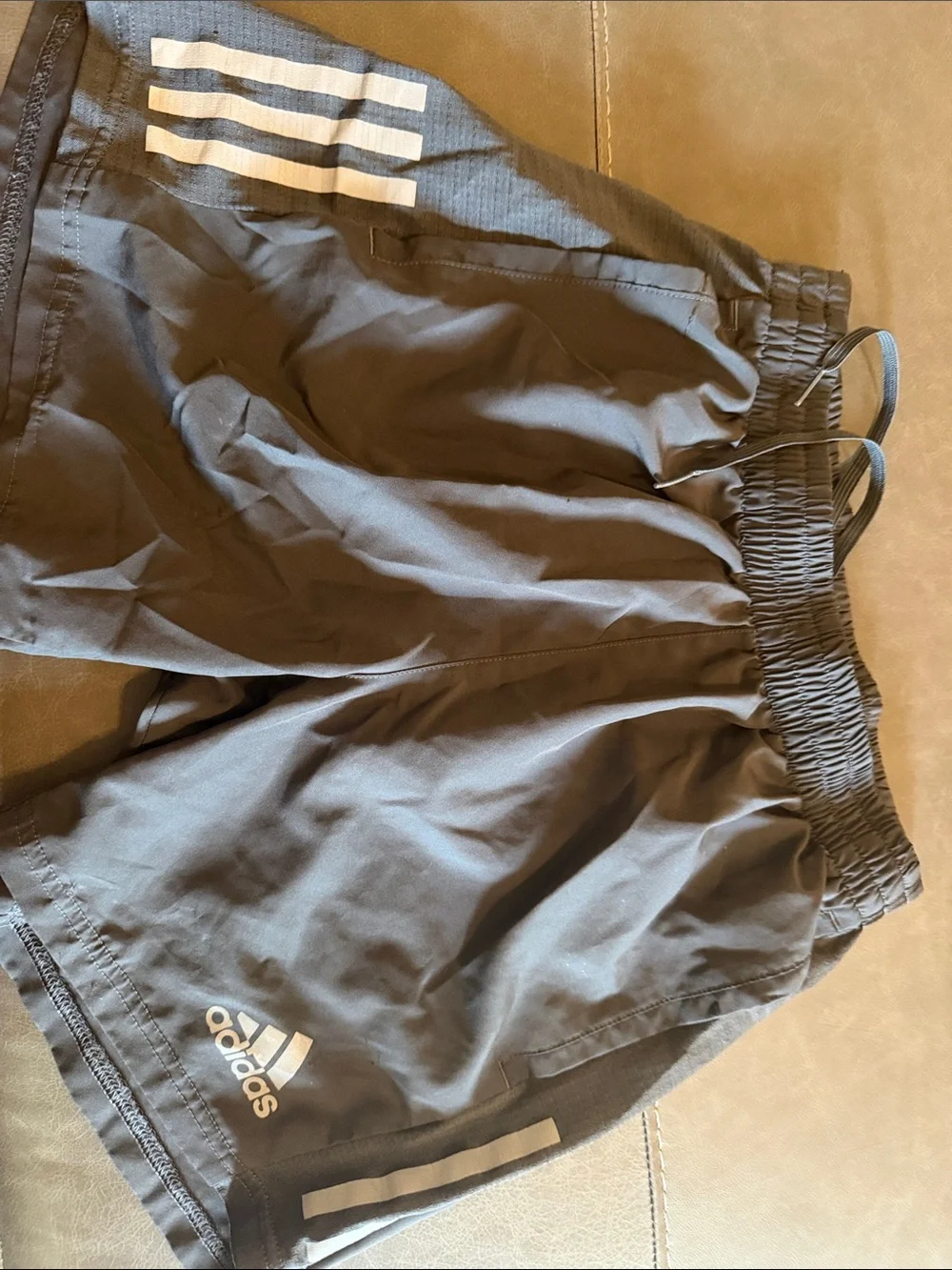 adidas Men’s Black Athletic Shorts with White Stripe Accents